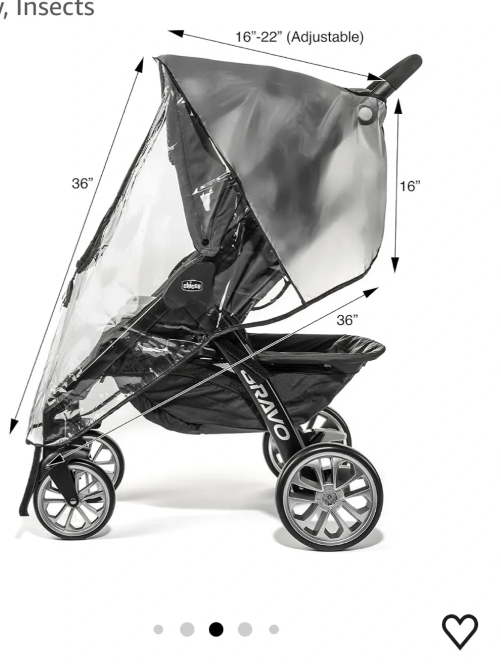 Premium Stroller Rain Cover Weather Shield, Easy in/Out Zipper, Universal Size,